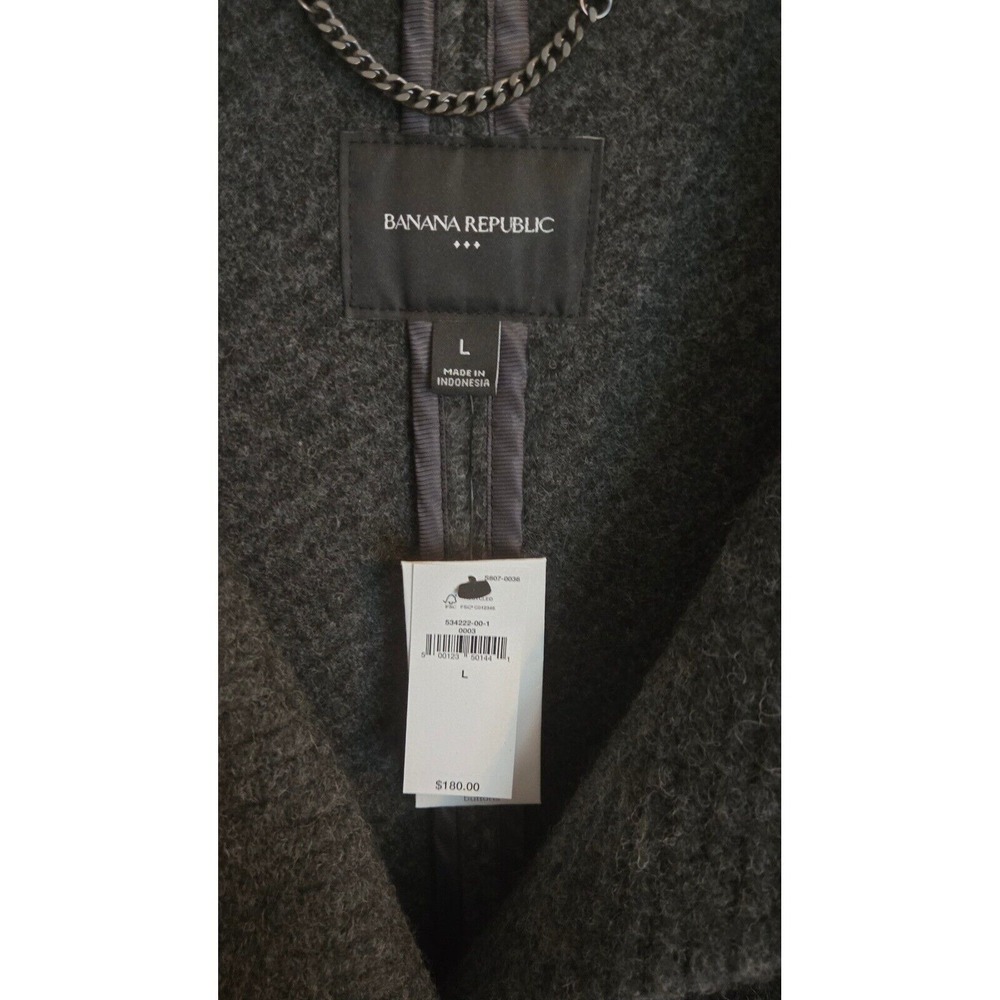 Banana Republic Wool Blend Coat Gray NWT $180 Women's Knit Twill Coat - SIZE L - Picture 4 of 11